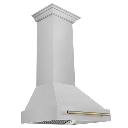 ZLINE Autograph Edition 30" Fingerprint Resistant Stainless Steel Range Hood with Champagne Bronze Handle (8654SNZ-30-CB)