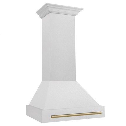 ZLINE Autograph Edition 30" Fingerprint Resistant Stainless Steel Range Hood with Champagne Bronze Handle (8654SNZ-30-CB)