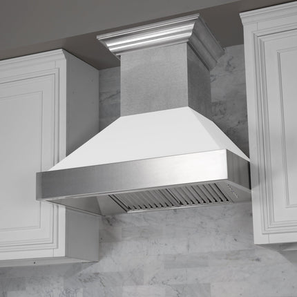 48" Ducted Fingerprint Resistant Stainless Steel Range Hood with White Matte Shell (8654WM-48)