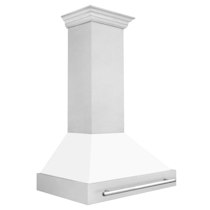 ZLINE 36" Fingerprint Resistant Stainless Steel Range Hood with White Matte Shell (8654SNX-WM36)