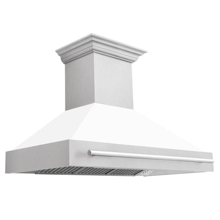 ZLINE 48" Fingerprint Resistant Stainless Steel Range Hood with White Matte Shell (8654SNX-WM48)
