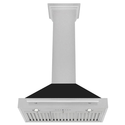 ZLINE 36 in. Convertible Fingerprint Resistant Satin Stainless Steel Range Hood with Black Matte Shell and Stainless Steel Handle (KB4SNX-BLM-36)
