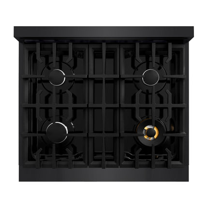 ZLINE 30 in. 4.2 cu. ft. Select Gas Range with 4 Burner Cooktop and Convection Gas Oven in Black Stainless Steel (HGRB-30)