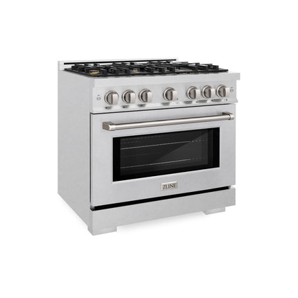 ZLINE 36 in. 5.2 cu. ft. Select Gas Range with Convection Gas Oven in Satin Stainless Steel with 6 Brass Burners (HGRS-BR-36)