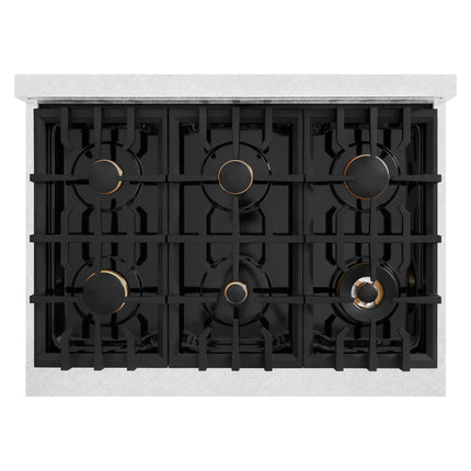 ZLINE 36 in. 5.2 cu. ft. Select Gas Range with Convection Gas Oven in Satin Stainless Steel with 6 Brass Burners (HGRS-BR-36)