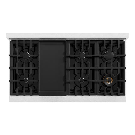 ZLINE 48 in. 6.7 cu. ft. Select Double Oven Dual Fuel Range with 8 Burner Gas Cooktop in Satin Stainless Steel with Black Matte Doors (HDRS-BLM-48)
