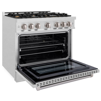 ZLINE 36 in. 5.2 cu. ft. Select Dual Fuel Range with Gas Cooktop and Electric Convection Oven in Satin Stainless Steel with 6 Brass Burners (HDRS-BR-36)