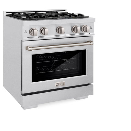 ZLINE 30 in. 4.2 cu. ft. Select Dual Fuel Range with 4 Burner Gas Cooktop and Electric Convection Oven in Satin Stainless Steel (HDRS-30)