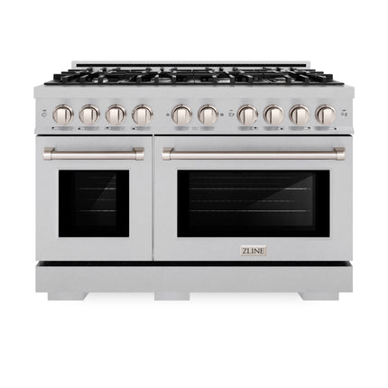 ZLINE 48 in. 6.7 cu. ft. Select Double Oven Dual Fuel Range with 8 Burner Gas Cooktop in Satin Stainless Steel (HDRS-48)