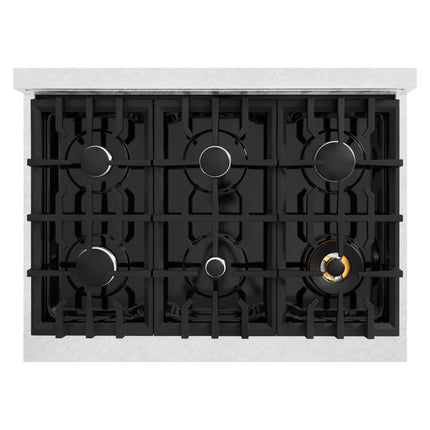 ZLINE 36 in. 5.2 cu. ft. Select Dual Fuel Range with 6 Burner Gas Cooktop and Electric Convection Oven in Satin Stainless Steel with White Matte Door (HDRS-WM-36)
