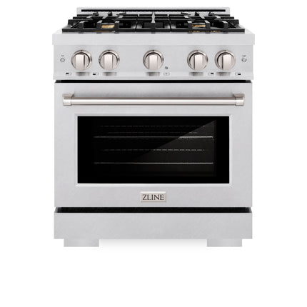 ZLINE 30 in. 4.2 cu. ft. Select Gas Range with Convection Gas Oven in Satin Stainless Steel with 4 Brass Burners (HGRS-BR-30)