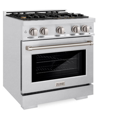 ZLINE 30 in. 4.2 cu. ft. Select Gas Range with Convection Gas Oven in Satin Stainless Steel with 4 Brass Burners (HGRS-BR-30)