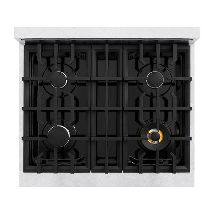 ZLINE 30 in. 4.2 cu. ft. Select Gas Range with 4 Burner Cooktop and Convection Gas Oven in Satin Stainless Steel (HGRS-30)