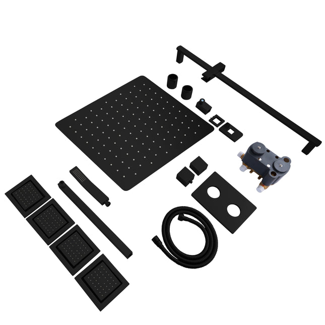 ZLINE Autograph Edition Crystal Bay Thermostatic Shower System with Body Jets in Matte Black (CBY-SHS-T3-MB)