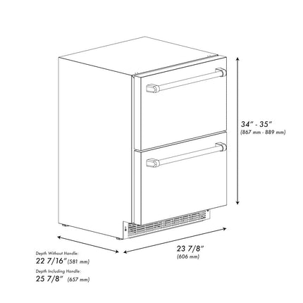 ZLINE 24 in. Touchstone 168 Can Outdoor-Rated Dual Refrigerator Drawer with Black Matte Doors (RDSO-BLM-24)