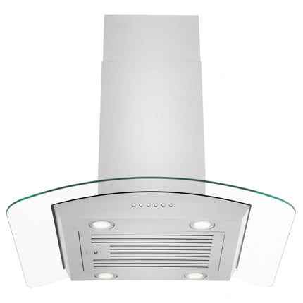 ZLINE 30” Alpine Series Convertible Island Mount Range Hood in Stainless Steel with Remote Control, LED lighting, and Dishwasher-Safe Baffle Filters (ALP70IS-30)
