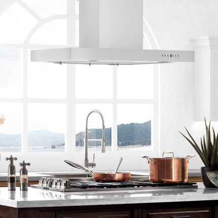 ZLINE 36" Convertible Vent Island Mount Range Hood in Stainless Steel (KE2i-36)
