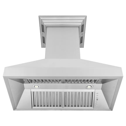 36 in. ZLINE CrownSound™ Ducted Vent Island Mount Range Hood in Stainless Steel with Built-in Bluetooth Speakers (597iCRN-BT-36)