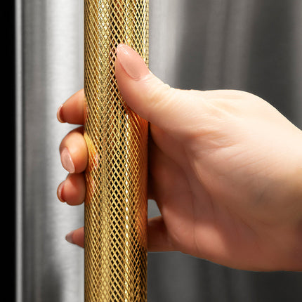 ZLINE Autograph Edition 24 in. Touchstone 151 Can Beverage Fridge with Solid Stainless Steel Door and Polished Gold Helix Handle (RBSOZ-ST-24-KG)