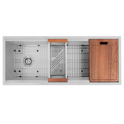 ZLINE 33 in. Garmisch Undermount Single Bowl Stainless Steel Kitchen Sink with Bottom Grid and Accessories (SLS-43)