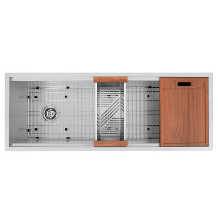 ZLINE 45 in. Garmisch Undermount Single Bowl Stainless Steel Kitchen Sink with Bottom Grid and Accessories (SLS-45)
