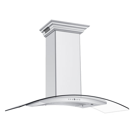 48" ZLINE CrownSound™Ducted Vent Wall Mount Range Hood in Stainless Steel with Built-in Bluetooth Speakers (KN4CRN-BT-48)