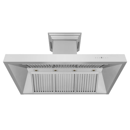 48" ZLINE CrownSound™Ducted Vent Professional Wall Mount Range Hood in Stainless Steel with Built-in Bluetooth Speakers (697CRN-BT-48)