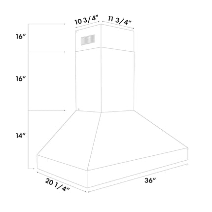 ZLINE 36" Professional Convertible Vent Wall Mount Range Hood in Stainless Steel (597-36)