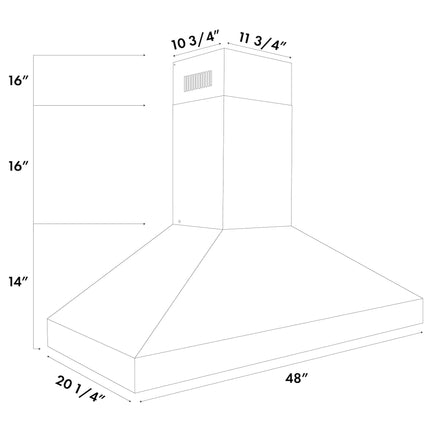 ZLINE 48" Professional Convertible Vent Wall Mount Range Hood in Stainless Steel (597-48)