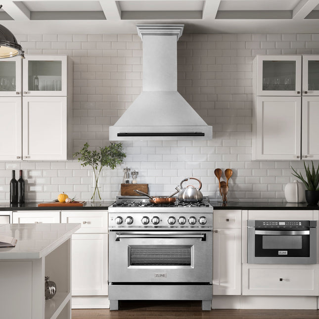 ZLINE Autograph Edition 36" Fingerprint Resistant Stainless Steel Range Hood with Matte Black Handle (8654SNZ-36-MB)