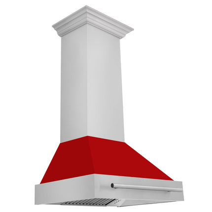ZLINE 30" Stainless Steel Range Hood with Red Matte Shell and Stainless Steel Handle (8654STX-RM-30)