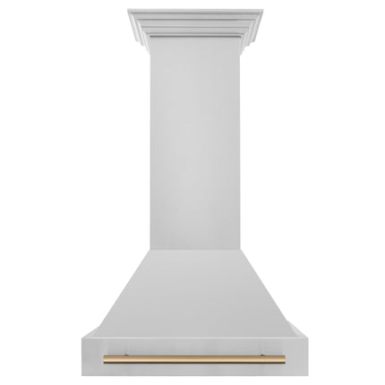 ZLINE Autograph Edition 30" Stainless Steel Range Hood with Stainless Steel Shell and Champagne Bronze Handle (8654STZ-30-CB)