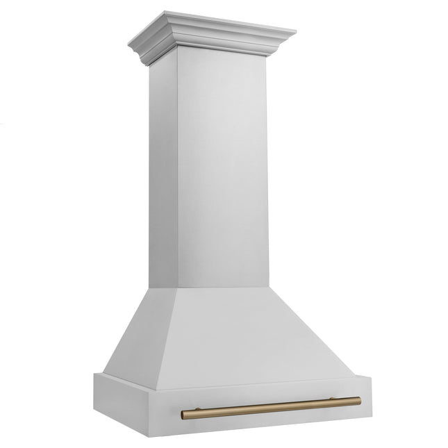 ZLINE Autograph Edition 30" Stainless Steel Range Hood with Stainless Steel Shell and Champagne Bronze Handle (8654STZ-30-CB)