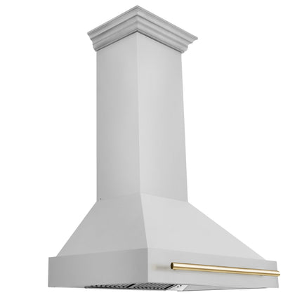 ZLINE Autograph Edition 36" Stainless Steel Range Hood with Stainless Steel Shell and Polished Gold Handle (8654STZ-36-G)