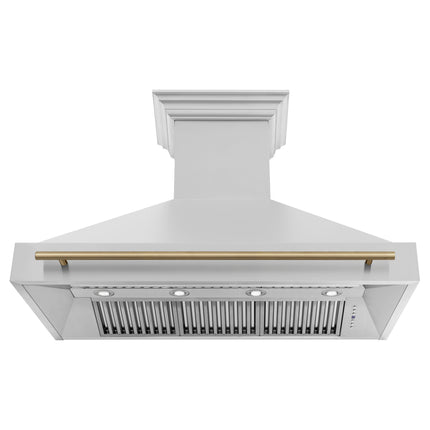ZLINE Autograph Edition 48" Stainless Steel Range Hood with Stainless Steel Shell and Champagne Bronze Handle (8654STZ-48-CB)