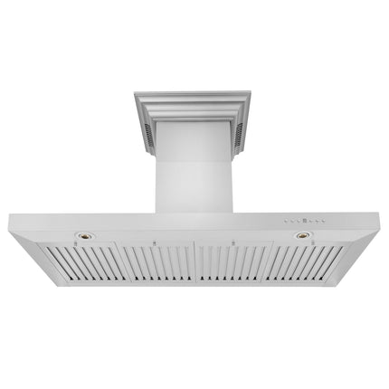 48" ZLINE CrownSound™Ducted Vent Wall Mount Range Hood in Stainless Steel with Built-in Bluetooth Speakers (KECRN-BT-48)