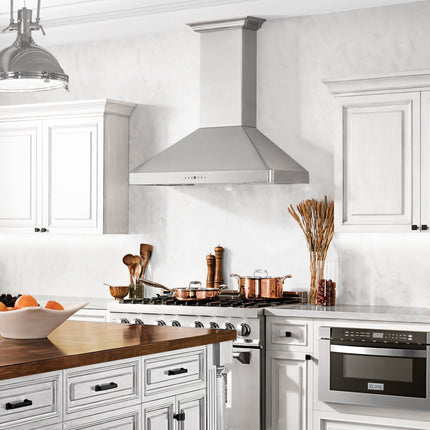 36" ZLINE CrownSound™Ducted Vent Wall Mount Range Hood in Stainless Steel with Built-in Bluetooth Speakers (KF2CRN-BT-36)