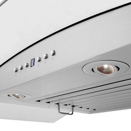 36" ZLINE CrownSound™Ducted Vent Wall Mount Range Hood in Stainless Steel with Built-in Bluetooth Speakers (KZCRN-BT-36)