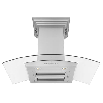 36" ZLINE CrownSound™Ducted Vent Wall Mount Range Hood in Stainless Steel with Built-in Bluetooth Speakers (KZCRN-BT-36)
