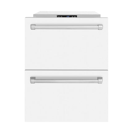 ZLINE 24 in. Touchstone 168 Can Outdoor-Rated Dual Refrigerator Drawer with White Matte Doors (RDSO-WM-24)