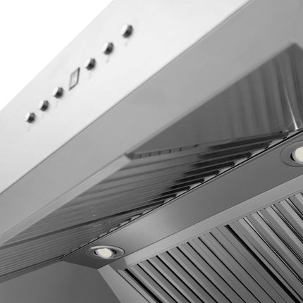 36" ZLINE CrownSound™Ducted Vent Wall Mount Range Hood in Stainless Steel with Built-in Bluetooth Speakers (697CRN-BT-36)