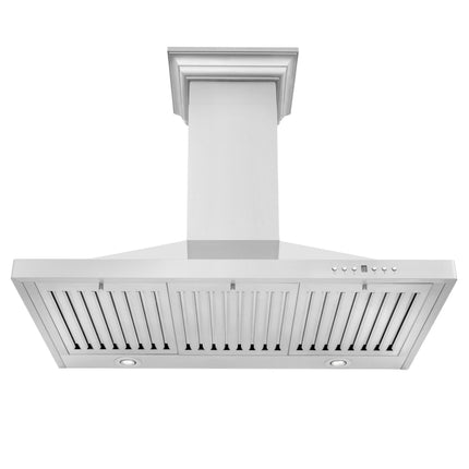 ZLINE 36" Convertible Vent Wall Mount Range Hood in Stainless Steel with Crown Molding (KBCRN-36)