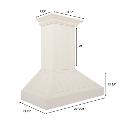 ZLINE 36" Ducted Vent Wooden Convertible Vent Wall Mount Range Hood in Cottage White (KPTT-36)
