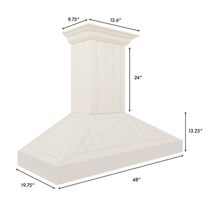 ZLINE 48" Ducted Vent Wooden Convertible Vent Wall Mount Range Hood in Cottage White (KPTT-48)