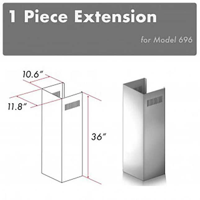 ZLINE 1-36 in. Chimney Extension for 9 ft. to 10 ft. Ceilings (1PCEXT-696) Plaza Home Decor