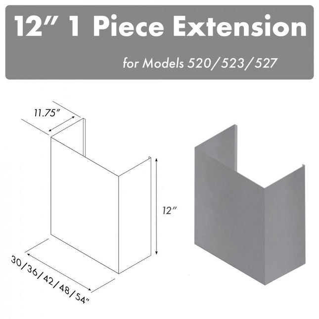 ZLINE 12" Chimney for 54" Under Cabinet Hoods (520/523/527-54-1FTEXT)