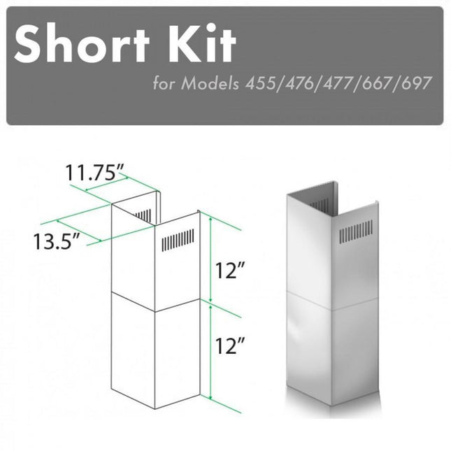 ZLINE 2-12 in. Short Chimney Pieces for 8 ft. Ceilings (SK-455/476/477/667/697) Plaza Home Decor