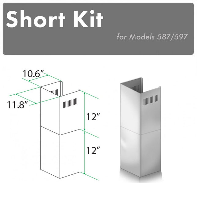 ZLINE 2-12 in. Short Chimney Pieces for 7.7 ft. to 8 ft. Ceilings (SK-587/597) Plaza Home Decor