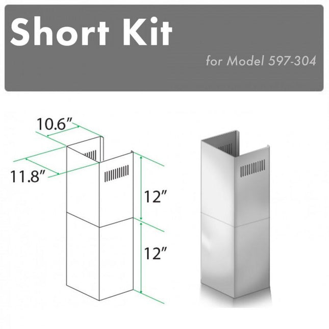 ZLINE 2-12 in. Short Chimney Pieces for 7.7 ft. to 8 ft. Ceilings (SK-597-304) Plaza Home Decor