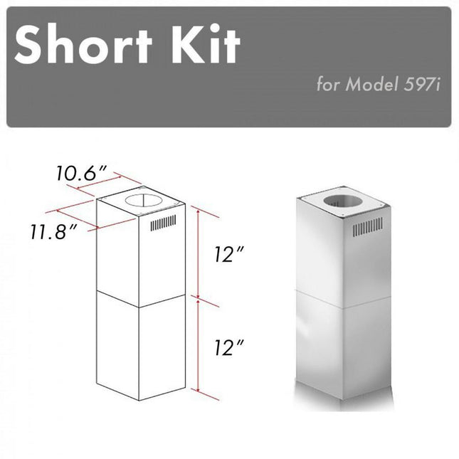 ZLINE 2-12 in. Short Chimney Pieces for 7.8 ft. to 8 ft. Ceilings (SK-597i) Plaza Home Decor